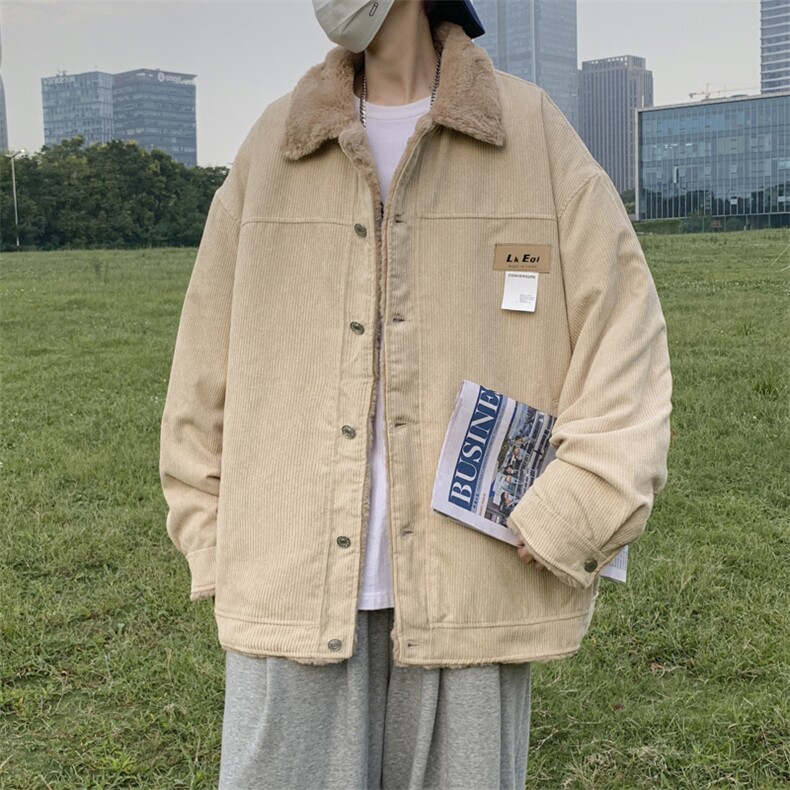 羊羔毛棉衣冬季新款宽松休闲加厚翻领棉服百搭帅气外套W6301-P65,男装棉衣,星座512-2