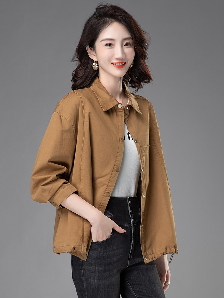 短款外套女2024新款薄款春秋中年妈妈小个子夹克宽松休闲百搭上衣,女装短外套,曼沙奕珂