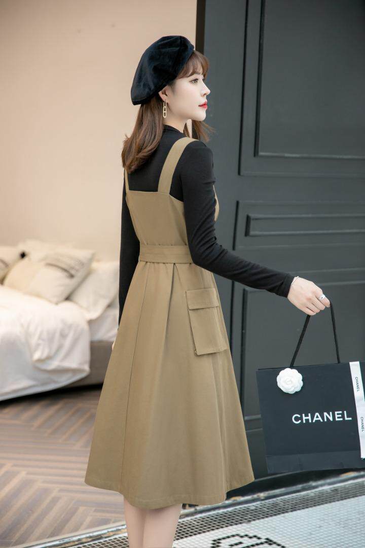 【现货】秋季都市丽人韩版咖色背带裙，其它，水锦红