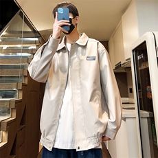 秋季皮夹克男翻领潮流男士外套贴标防水休闲上衣A266-PY006-P55，男装夹克，电商A266