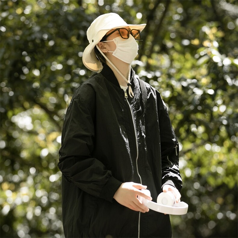 港风大码日系男女户外薄款休闲连帽防晒服 XZ213-JKFS03-P75控98图片