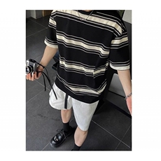 新款！纯棉高质量版型条纹短袖简约百搭cleanfit风男女同款TW60，男装T恤，星座1116A（原606A-3）
