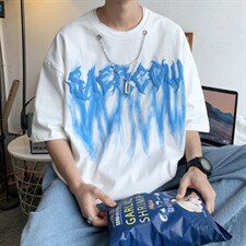 潮设计感短袖男夏季潮牌ins美式情侣休闲半袖上衣 T1077-P30图片