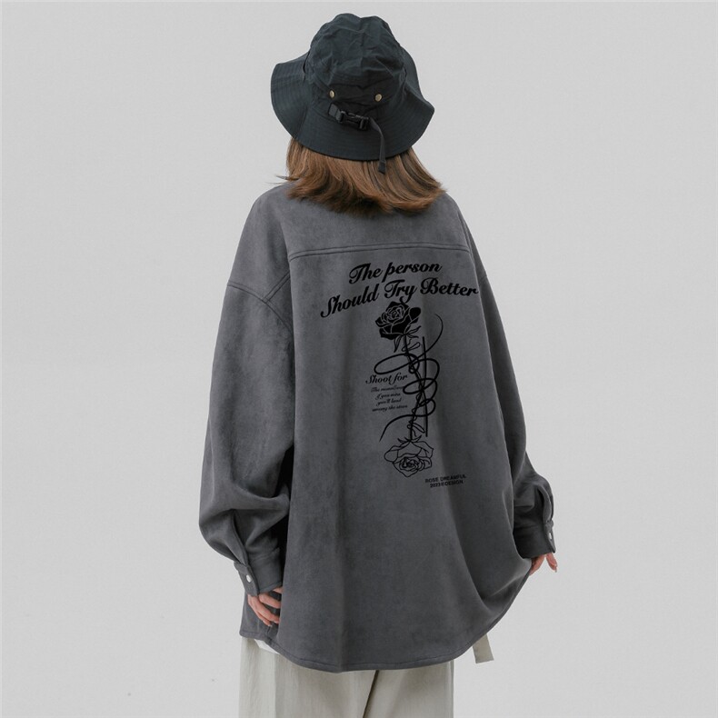 中性24秋款麂皮绒字母印花长袖衬衫A268-S672P55控68,男装衬衫,电商A268