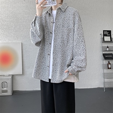 衬衫男秋季新款港风宽松大码小香风长袖衬衣CS7002-P42，男装衬衫，星座214-3