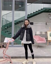 爆版牛仔狐狸毛领外套重工款，其它，金地雪