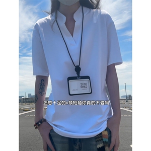 XZ809A/FFF01/P45/控58 抖音品质索罗那情侣V领T恤图片