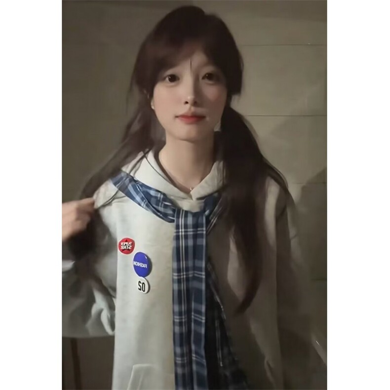 男女美式复古连帽卫衣宽松情侣休闲运动上衣外套潮,女装短外套,四季星座505