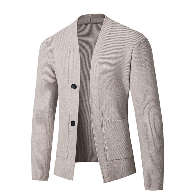 2024年男款纯色针织开衫秋冬季简约修身外套小西装男士商务上衣,男装针织衫/毛衣,星座306A