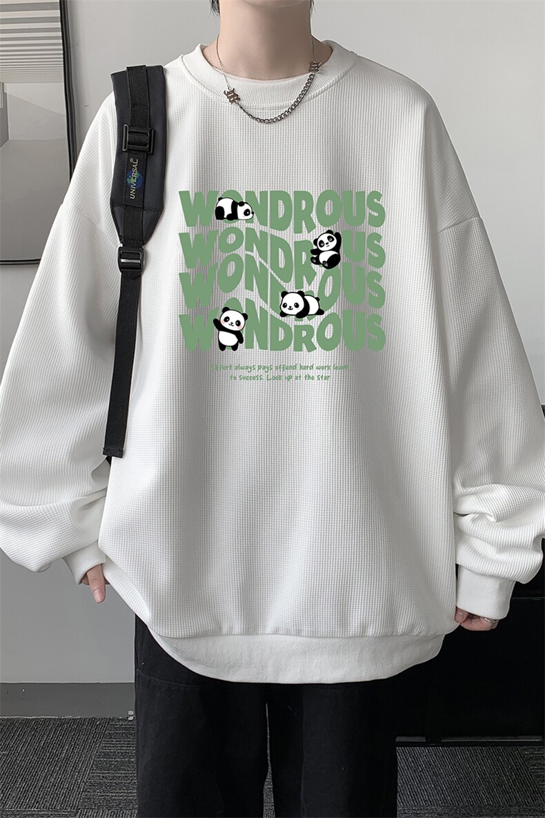 5XL华夫格卫衣男大码胖子圆领长袖t恤HW76376-P30加绒款-P40,男装卫衣,电商A040