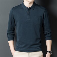 CA1689钱塘2020-2秋季薄款时尚休闲简约纯色中年男士长袖T恤P65，男装T恤，钱塘207-2