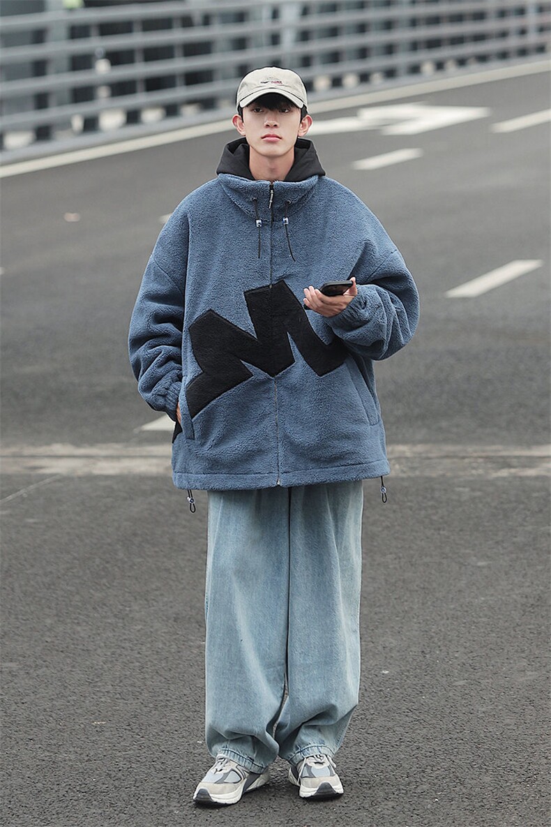 中性风立领羊羔绒棉服冬季cityboy加厚棉衣男女同款M8865-P100,男装棉衣,星座717