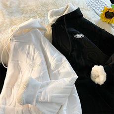 冬季加厚羊羔毛衣男袄外套港风宽松百搭连帽服W6605-P55，男装棉衣，星座512-3