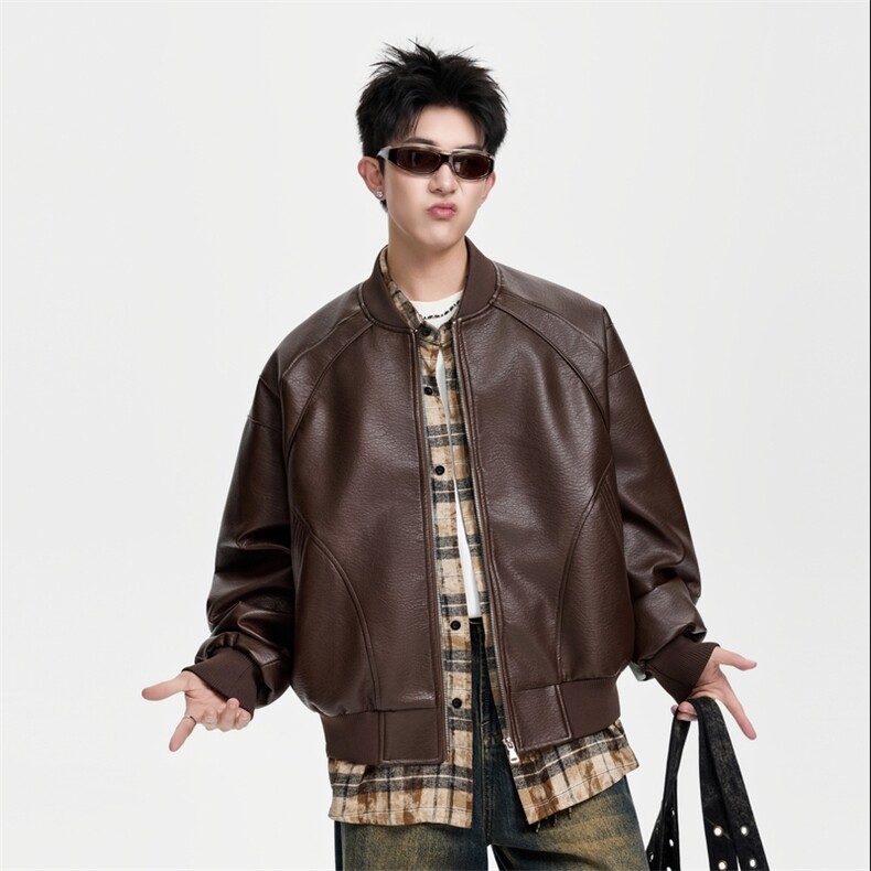 机动皮夹克潮牌立领防水皮夹克男士休闲外套A406JK5619P88,男装夹克,星座309（原A406）