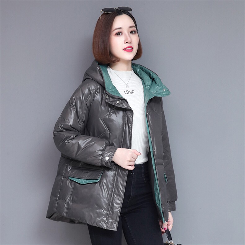 时尚气质后背绣花棉衣连帽亮面短款棉服显瘦保暖外套,女装棉衣/棉服,玛其路