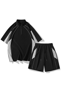 半拉链短袖t恤套装夏季2025新款撞色两件套男 A406 TZ6927 特P58图片