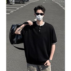 WJ0160-P63亚麻T恤男短袖宽松夏季薄款冰丝体恤潮流五分袖上衣，男装T恤，电商C233