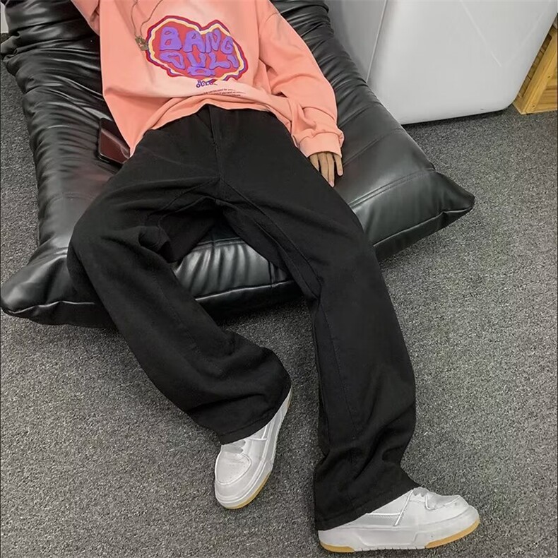 牛仔裤男韩版潮流高街帅直筒裤子个性2024冬季ins长裤RK1352-P46,男装牛仔裤,星座412-2