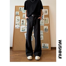 黑色微喇西裤男款夏季薄款cleanfit裤子高级感修身窄版休闲直筒裤，男装西裤，星座1116A（原606A-3）