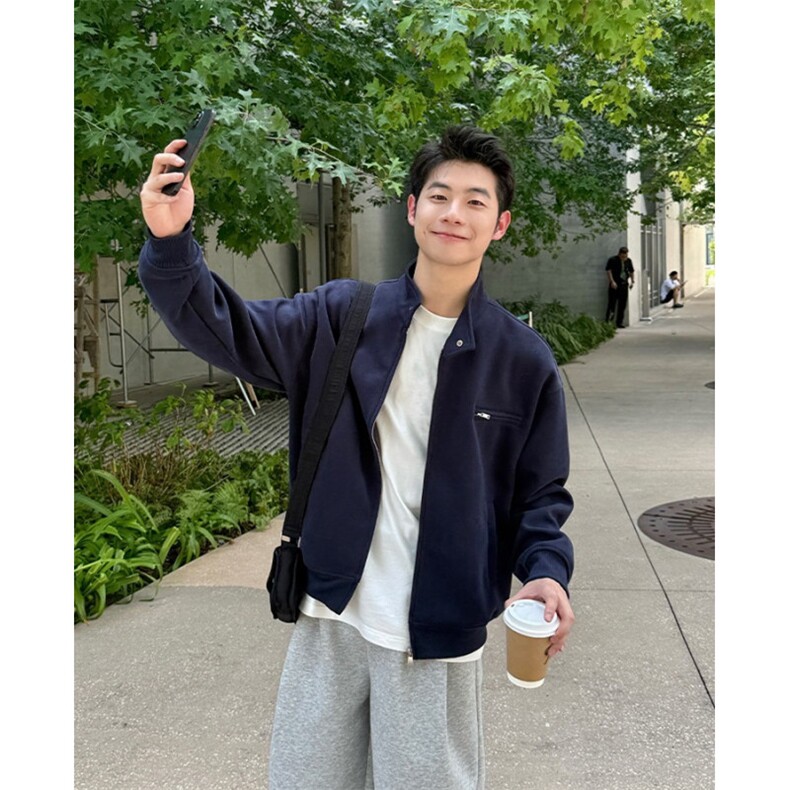 藏青色立领开衫卫衣男生2025新款秋季休闲宽松上衣外套WY6102,女装短外套,星座1116A（原606A-3）