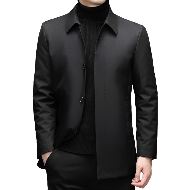 羽绒服男冬季新款加厚保暖上衣中年爸爸装翻领休闲白鸭绒男士外套,男装羽绒服,电商B212（原钱塘6029）