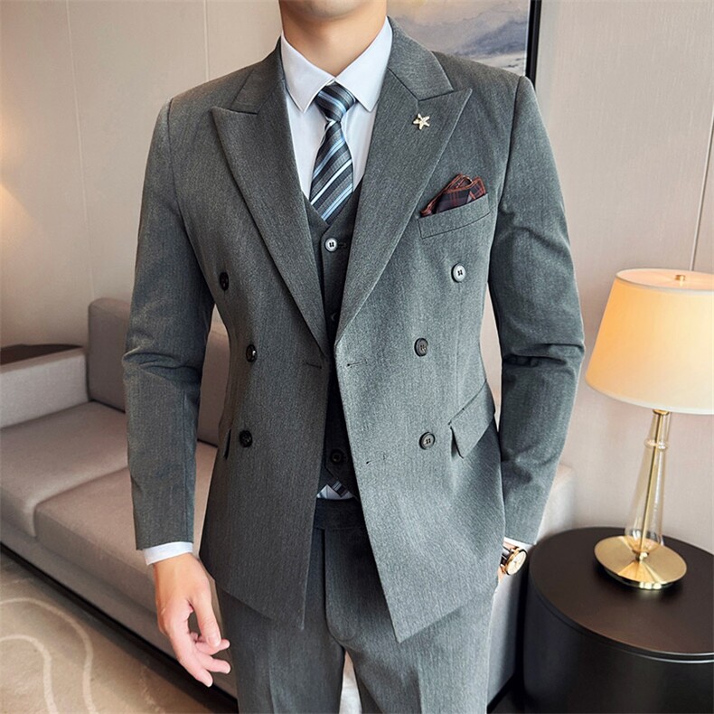 2025新款双排扣潮款男士时尚休闲西服2206-P225,男装西服,星座311B