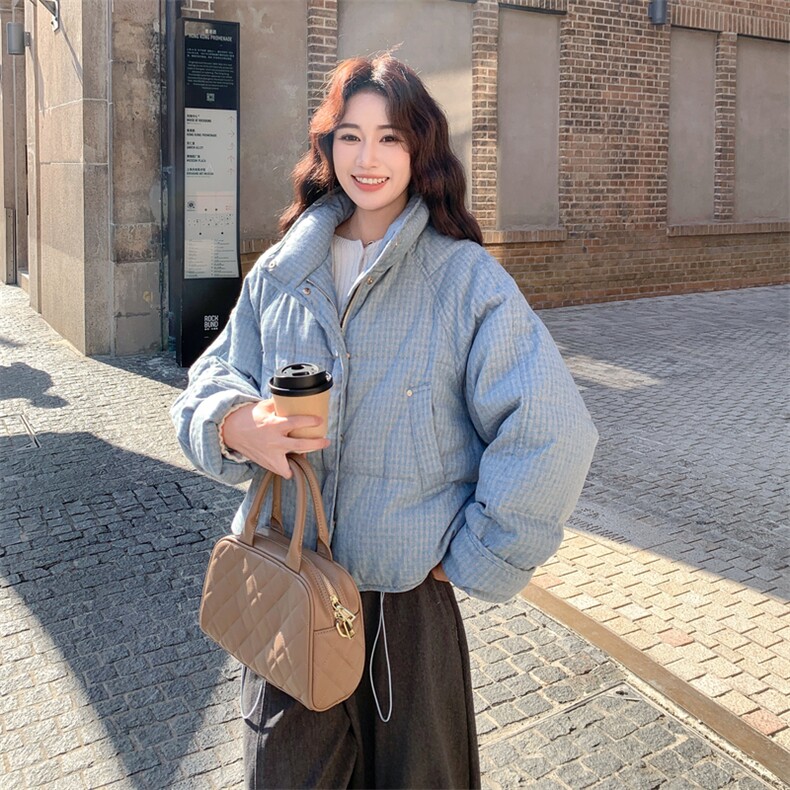 有货韩系蓝格50绒羽绒服2C090-9010-P245-K368,女装羽绒服,2C090