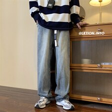 2023秋季高品质拖地牛仔裤宽编织带腰绳313A-1-NZ012-P65控价78，男装牛仔裤，星座808A-1
