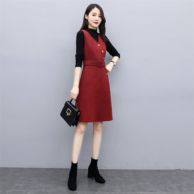 洋气时尚套装女2021秋新款女装两件套连衣裙气质显瘦打底套裙,女装套装/套裙,慧尚依恋
