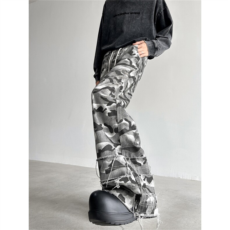 美式复古迷彩慵懒宽松裤子男潮牌痞帅炸街工装裤情侣潮00899-p55，男装工装外套，星座1008