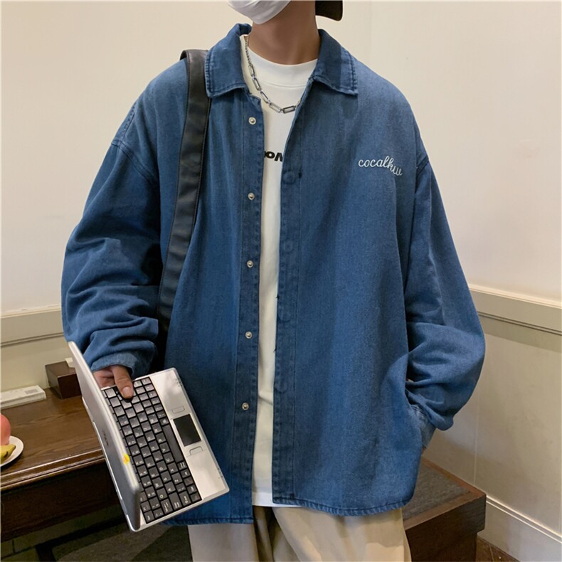 春秋休闲牛仔外套男港风ins潮牌百搭日系长袖衬衫外套W5631-P48,男装衬衫,星座512-2
