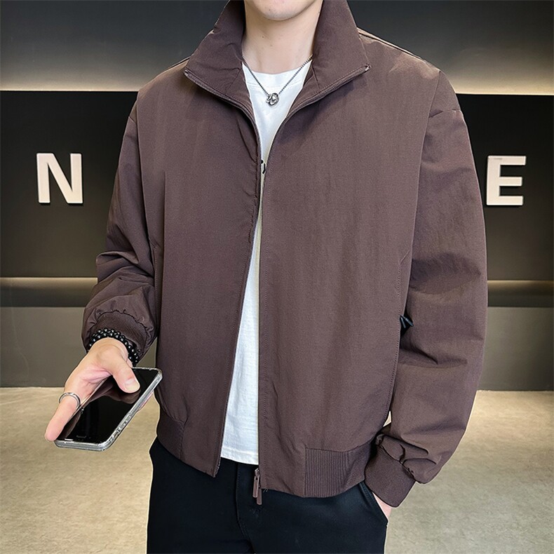 25081-M-3XL-P128店主风秋季新款纯色高品质立领简约百搭夹克男,男装夹克,电商B255
