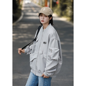 美式街头铁标棒球服情侣外套小众飞行夹克XZ225-3-JK01-P90控125图片