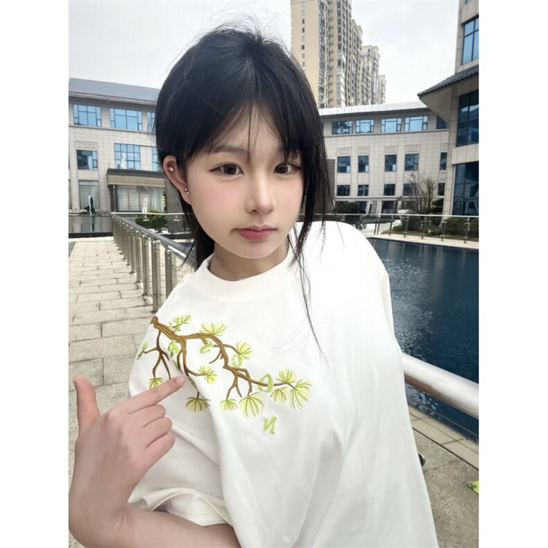 H0544-P35刺绣夏季新款宽松百搭短袖t恤女图片