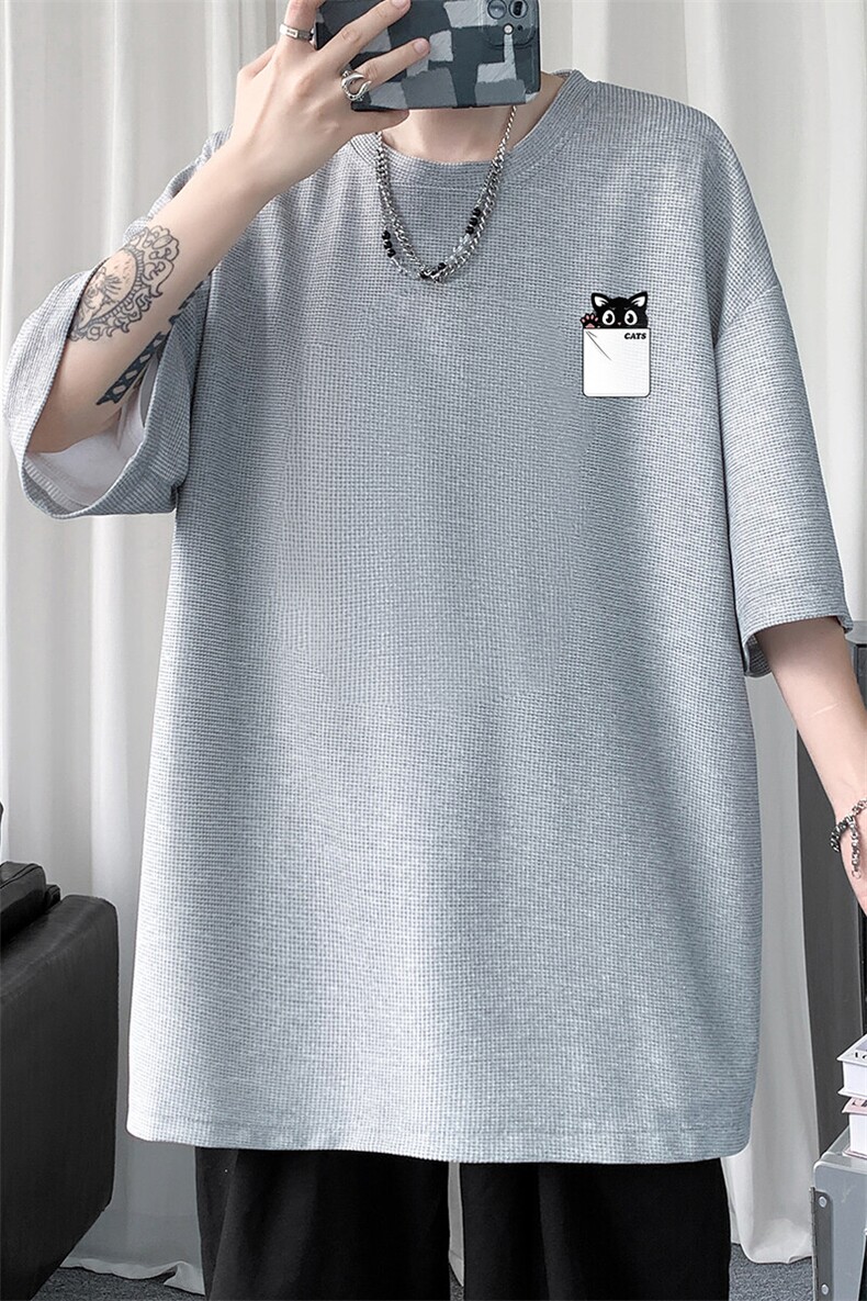 华夫格t恤男短袖男大码五分袖大皂风HT73397-P22,男装T恤,电商A040