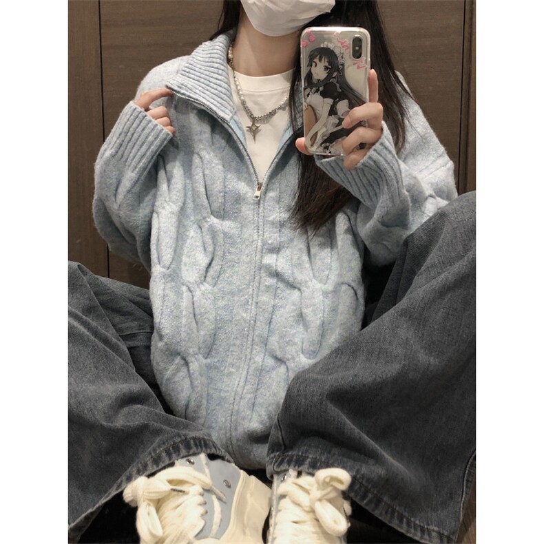 【有货】M6528CC-特P75复古麻花针织开衫男女拉链毛衣立领外套,男装针织衫/毛衣,星座1007（原301D）