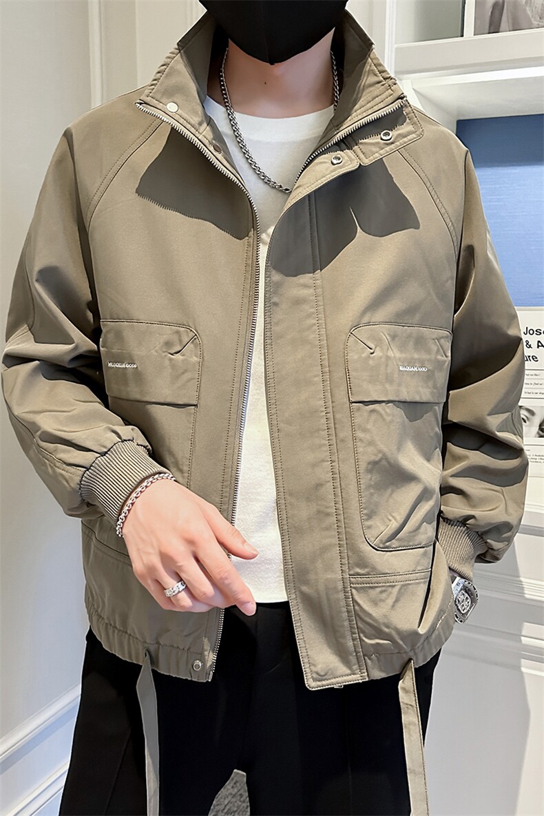 秋季2024轻熟抖音小伙薄款纯色休闲夹克店主风A236-JK5026-P75,男装夹克,电商A236