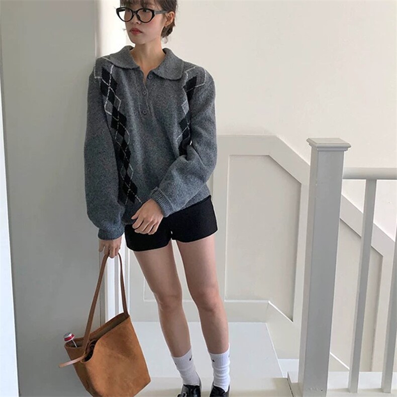 秋季新款纯色针织Polo领时尚百搭,针织衫/毛衣,泰沅羊绒