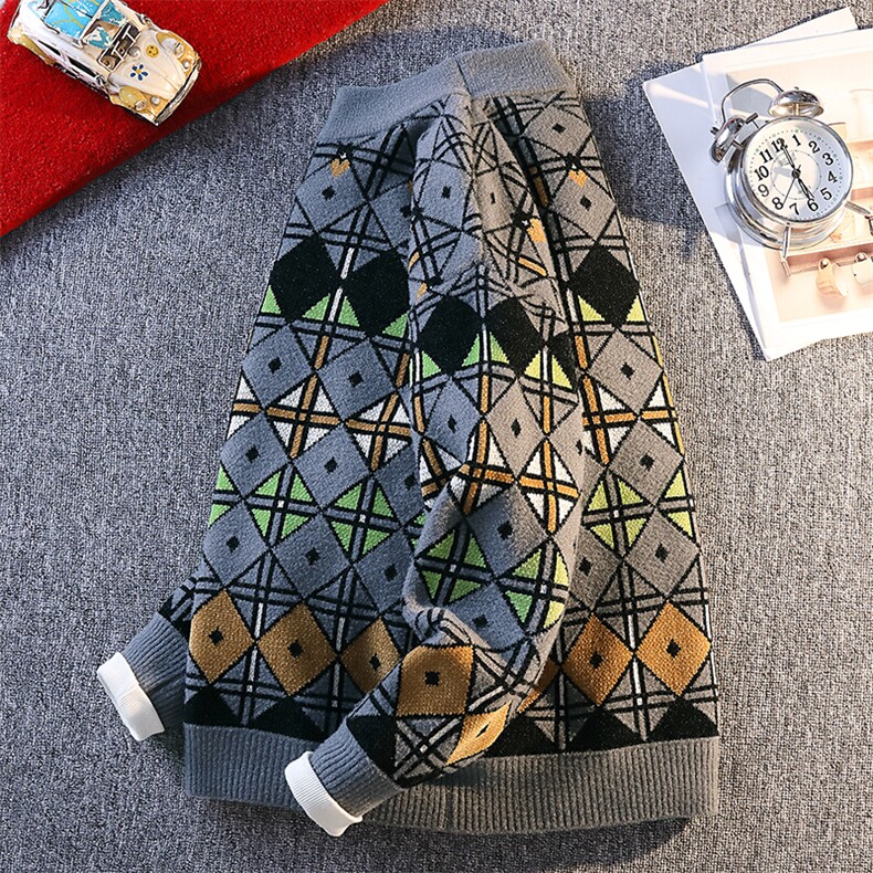 1018-1-M653-P45新款男士加厚潮流针织衫青少年内搭个性图案毛衣，男装针织衫/毛衣，星座1018-1​