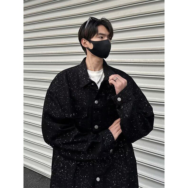 新款美式高街满天星牛仔外套男夹克J3570P80,男装工装外套,星座1116-2