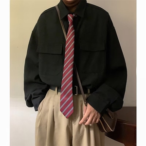 长袖衬衫男港风韩版潮流帅气衬衣日系工装衬衫CS322P38图片