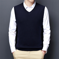 SW620男式2023年秋冬新款背心v领商务马甲毛衣休闲针织衫P55，男装针织衫/毛衣，电商B360