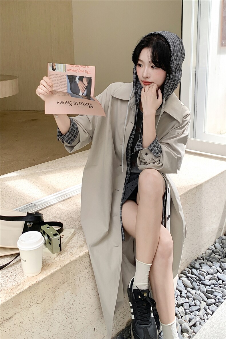 210-3282-P190-K288高级感通勤中长款风衣秋装新款2025年秋季,女装风衣,韩蜜菓