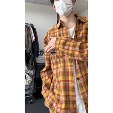 美式复古格子衬衫男长袖新款vintage高级感衬衣情侣外套CSD10P35，男装衬衫，电商D256-1(原A064-1)