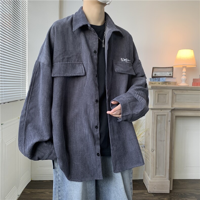 灯芯绒衬衫男士春季2025新款长袖衬衣外套男装日系衣服9025/P45，男装衬衫，星座206（原A221）