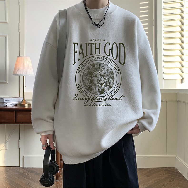 半高领毛衣男大码胖子针织衫毛线衣M18388-P45加绒款-P65，男装针织衫/毛衣，电商A040