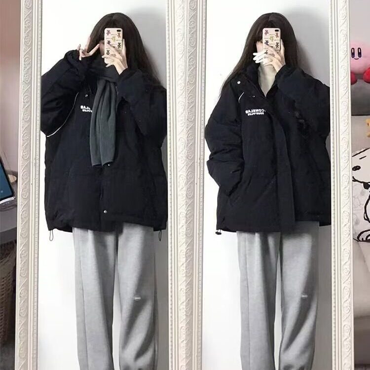 甜心轰炸机日系甜美字母印花立领短款棉服秋冬季保暖加厚羽绒棉服,男装棉衣,星座506A