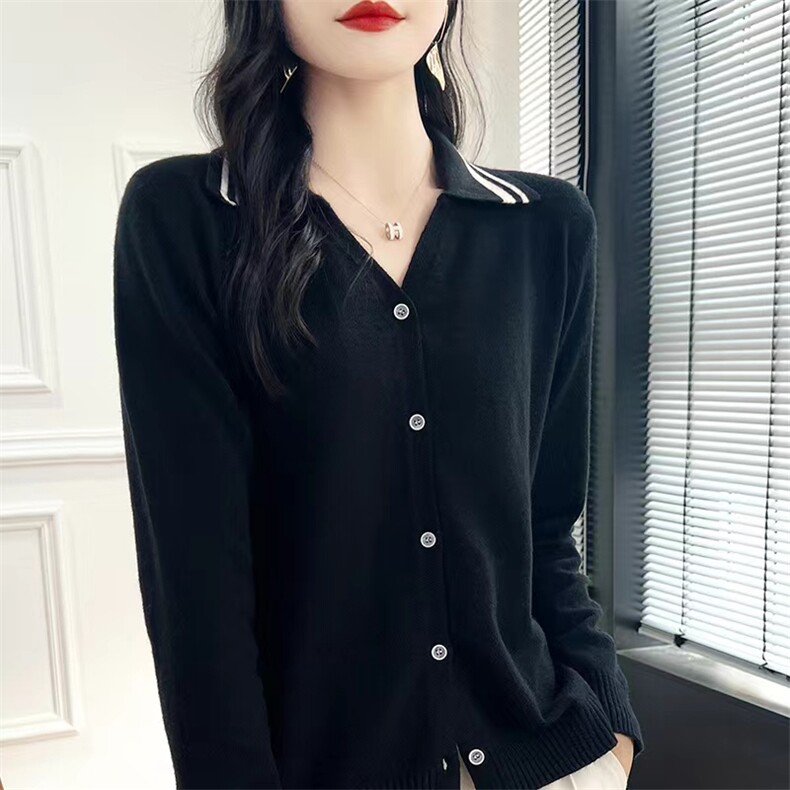 v领针织开衫女秋冬新款流行时尚毛衣外套慵懒外搭,针织衫/毛衣,昂家羊绒