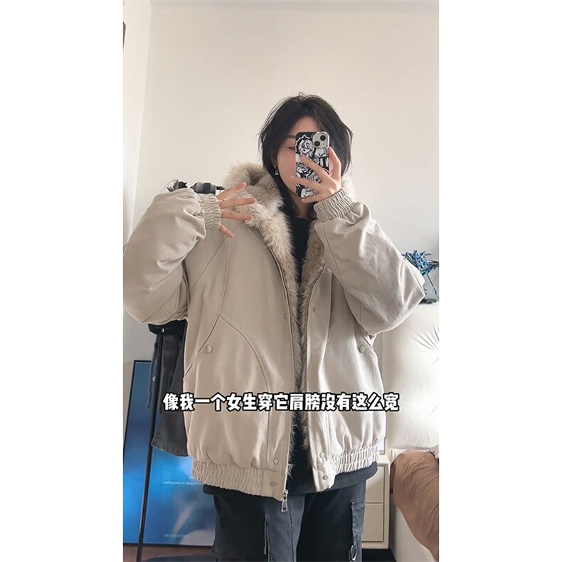 现货高品质美式高街冬季重磅硬挺短款座山雕毛领棉衣男女加厚外套,男装棉衣,电商A486