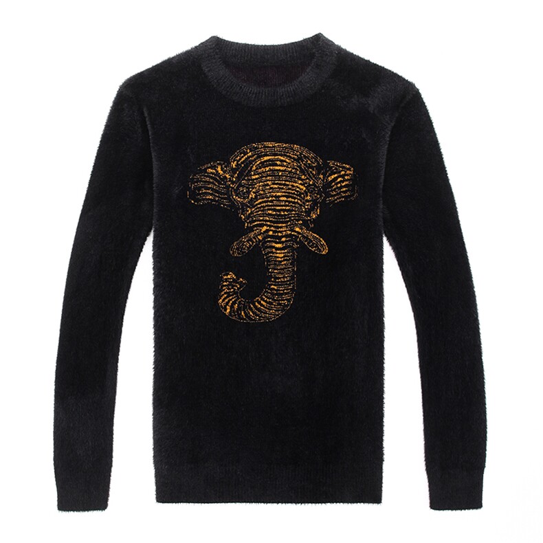 新款男装加厚圆领冬季中年印花休闲保暖毛衣男士宽松免烫打底衫,男装针织衫/毛衣,电商B212（原钱塘6029）